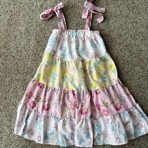 Sunday Floral Tiered Dress - Pink, Yellow, White